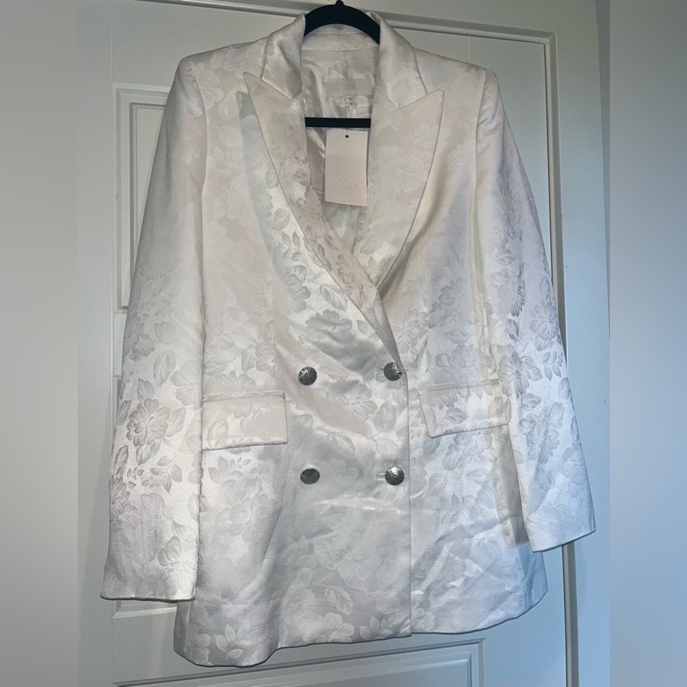 Zara Floral Jacquard Blazer
